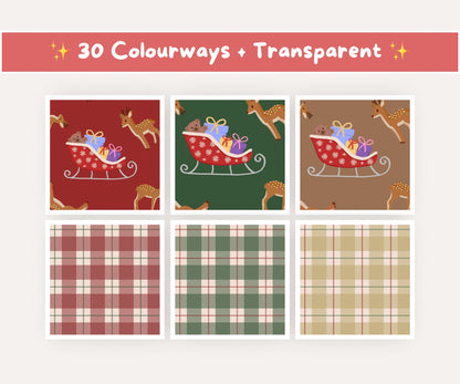 Traditional Christmas Seamless Pattern Bundle | 10 Festive Digital Papers