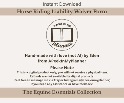 Horse Riding Liability & Risk Waiver Form Template