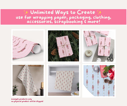 Pink Nutcracker Seamless Pattern | Nutcracker Dreams Christmas Ballet Design