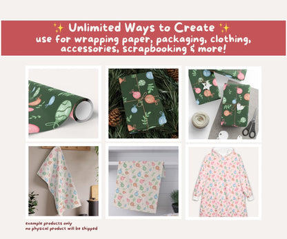 Glass Ornament Seamless Pattern | Evergreen Baubles