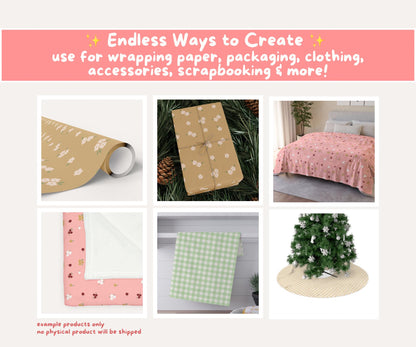 Pastel Christmas Florals Seamless Pattern Bundle | 19 Festive Digital Papers