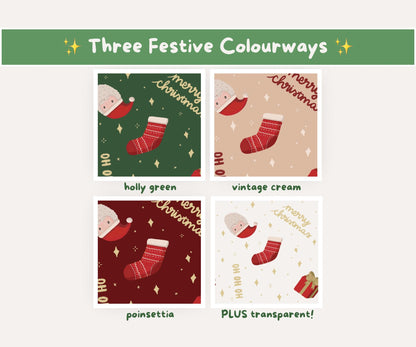 Santa’s Workshop Seamless Pattern | Santa, Stockings & Gifts