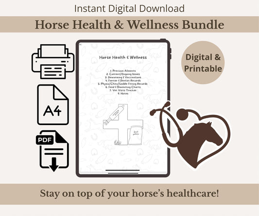 Horse Health Tracker Bundle | Equine Wellness Charts