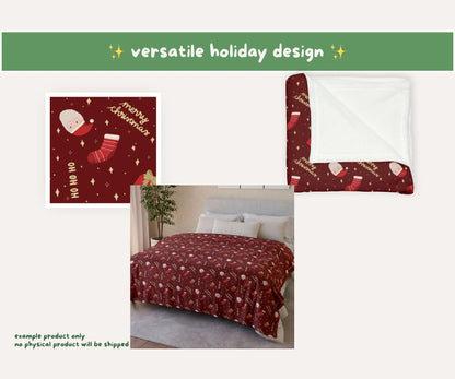 Santa’s Workshop Seamless Pattern | Santa, Stockings & Gifts