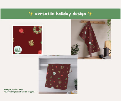 Christmas Ornaments Seamless Pattern | Baubles, Wreaths & Snow Globes