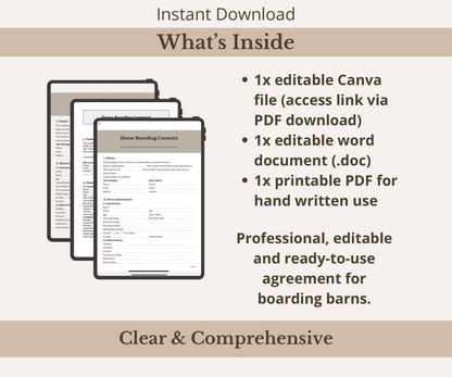 Horse Boarding Contract Template