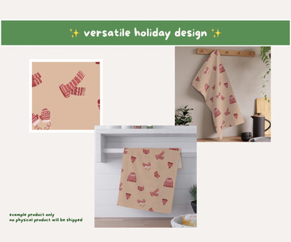 Warm & Woollen Christmas Seamless Pattern | Cozy Knitted Sweaters, Hats and Scarves