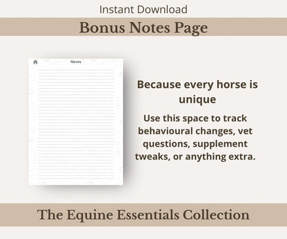 Horse Health Tracker Bundle | Equine Wellness Charts