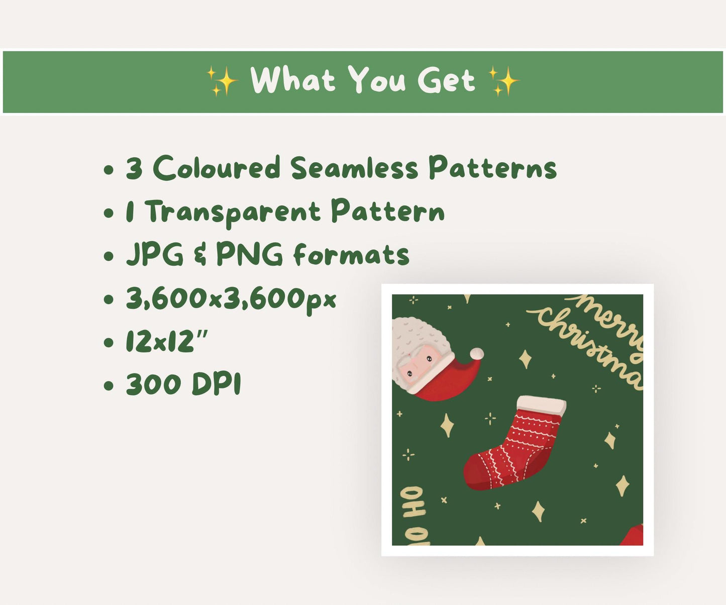 Santa’s Workshop Seamless Pattern | Santa, Stockings & Gifts