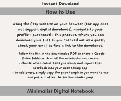 Minimalist Digital Notebook | Hyperlinked PDF
