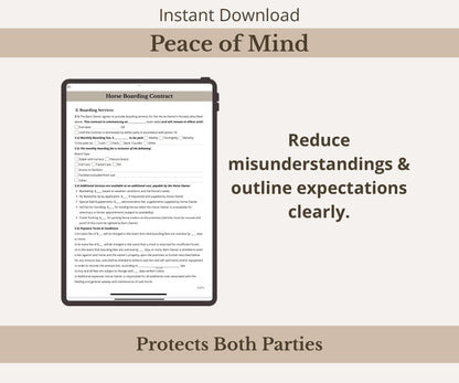 Horse Boarding Contract Template