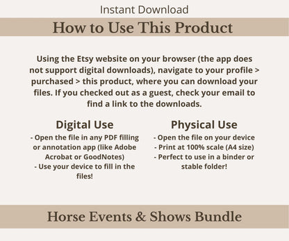 Horse Events & Shows Planner Bundle