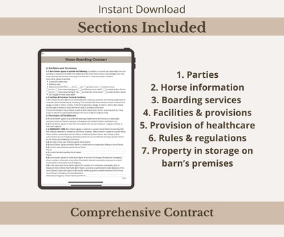 Horse Boarding Contract Template