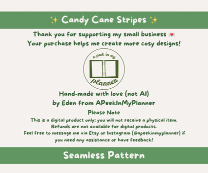 Candy Cane Stripes Seamless Pattern | Green, Gold and Red Christmas Stripes