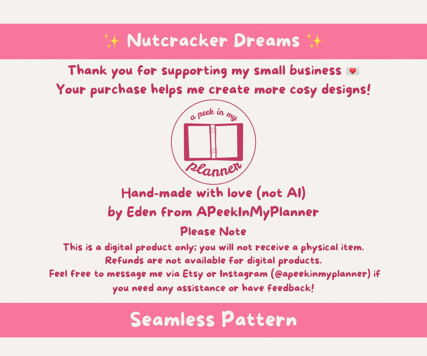 Pink Nutcracker Seamless Pattern | Nutcracker Dreams Christmas Ballet Design