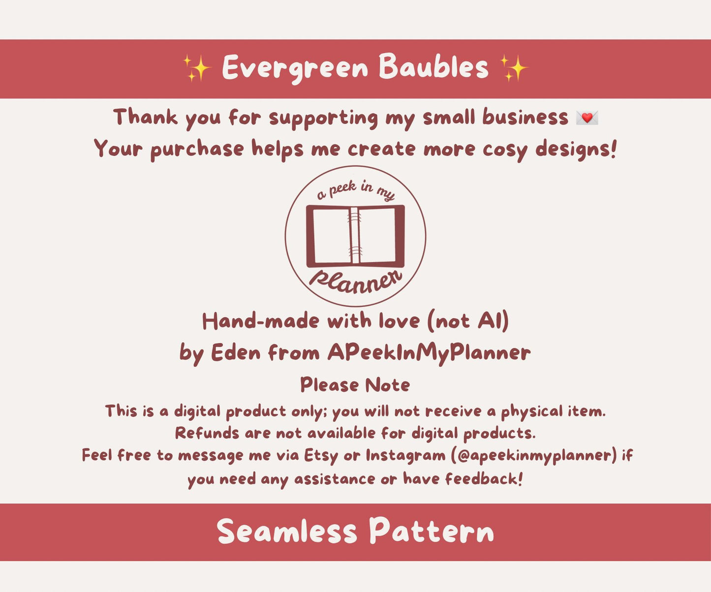 Glass Ornament Seamless Pattern | Evergreen Baubles