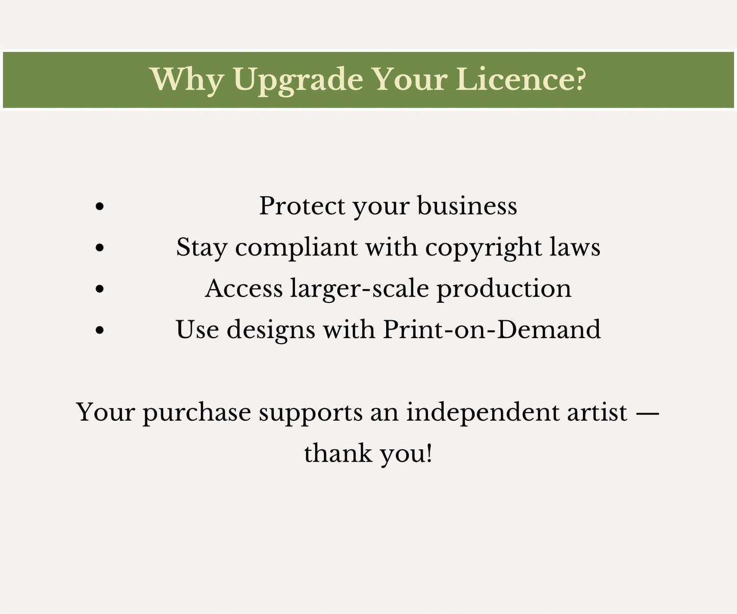 Commercial Licence | Upgrade Your Licence for Commercial & Print on Demand Use