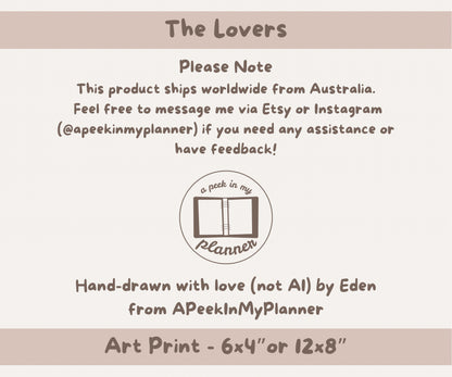 The Lovers Art Print | 6x4 or 12x8 Portrait