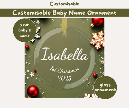 Customisable Baby Name Glass Ornaments