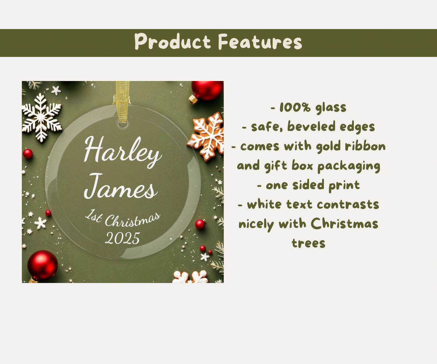 Customisable Baby Name Glass Ornaments