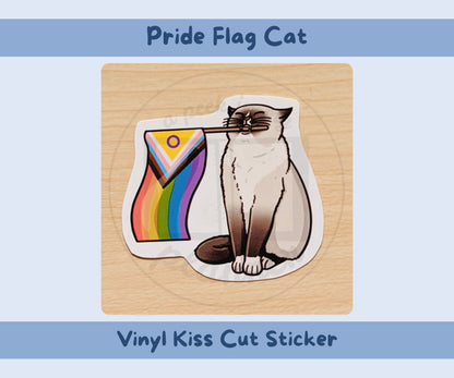 Pride Flag Cat Vinyl Kiss-Cut Sticker