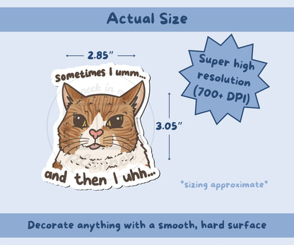 Brain Buffering Cat Vinyl Kiss-Cut Sticker