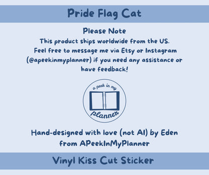 Pride Flag Cat Vinyl Kiss-Cut Sticker