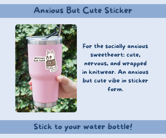 Anxious But Cute Cat Sticker