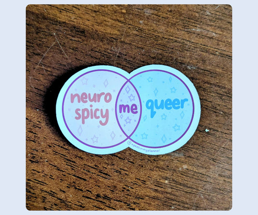Neurospicy Queer Venn Diagram Sticker