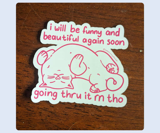 I Will Be Funny & Beautiful Again Soon Vinyl Kiss-Cut Sticker