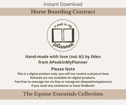 Horse Boarding Contract Template