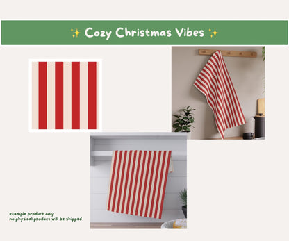 Candy Cane Stripes Seamless Pattern | Green, Gold and Red Christmas Stripes