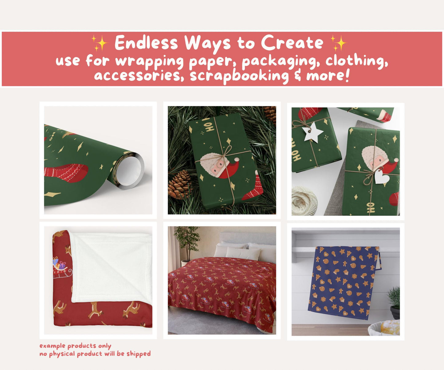 Traditional Christmas Seamless Pattern Bundle | 10 Festive Digital Papers