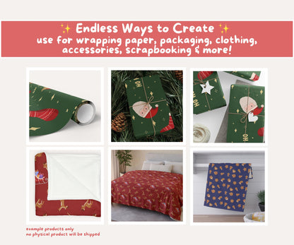 Traditional Christmas Seamless Pattern Bundle | 10 Festive Digital Papers