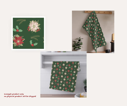 Christmas Florals Seamless Pattern Bundle | 18 Festive Digital Papers