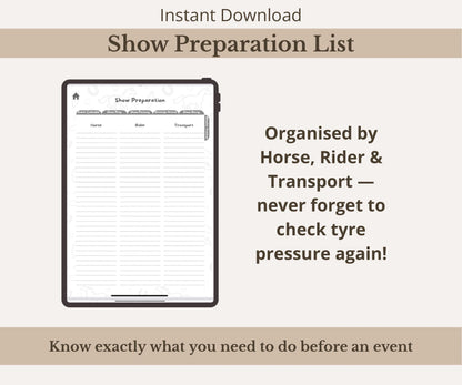 Horse Events & Shows Planner Bundle