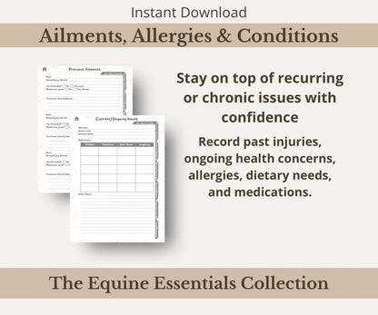 Horse Health Tracker Bundle | Equine Wellness Charts