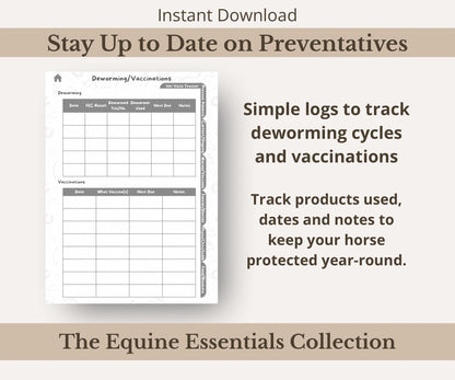 Horse Health Tracker Bundle | Equine Wellness Charts