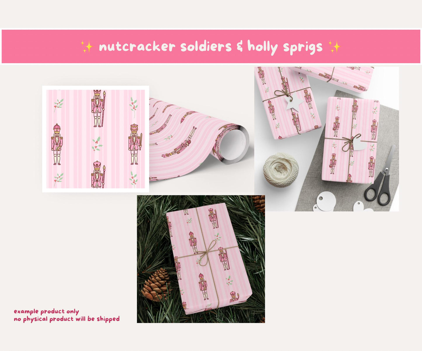 Pink Nutcracker Seamless Pattern | Nutcracker Dreams Christmas Ballet Design