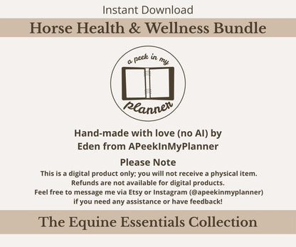 Horse Health Tracker Bundle | Equine Wellness Charts