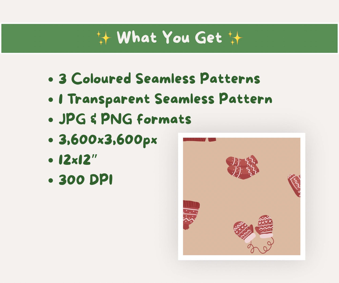 Warm & Woollen Christmas Seamless Pattern | Cozy Knitted Sweaters, Hats and Scarves