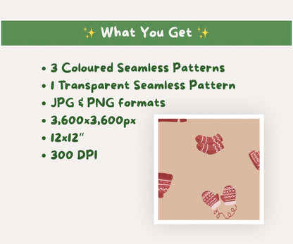 Warm & Woollen Christmas Seamless Pattern | Cozy Knitted Sweaters, Hats and Scarves