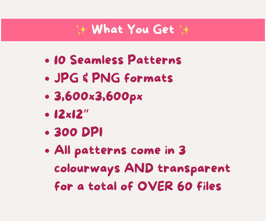 Pink Traditional Christmas Seamless Pattern Bundle | 10 Cosy Pink Classic Holiday Icons