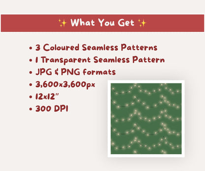 Twinkling Christmas Lights Seamless Pattern | Cozy Fairy Lights