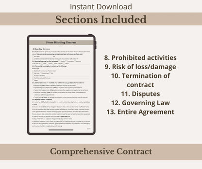 Horse Boarding Contract Template