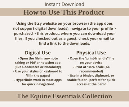 Comprehensive Horse Profile Bundle | Printable Equine Record Keeper