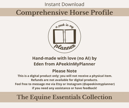 Comprehensive Horse Profile Bundle | Printable Equine Record Keeper