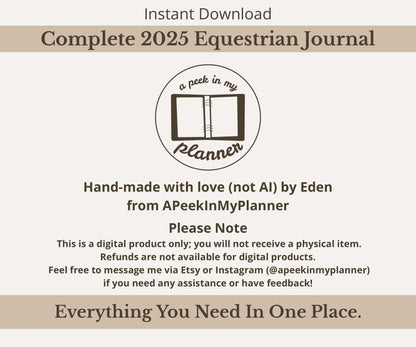 Complete 2025 Equestrian Journal | Digital & Printable | A4 or A5