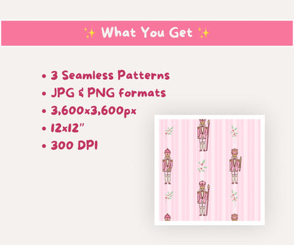 Pink Nutcracker Seamless Pattern | Nutcracker Dreams Christmas Ballet Design