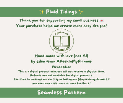 Plaid Tidings Seamless Pattern | Classic Christmas Plaid